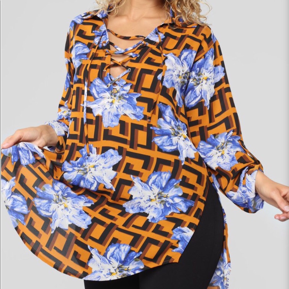 TUNIC, Multicolor, High Hip Slits